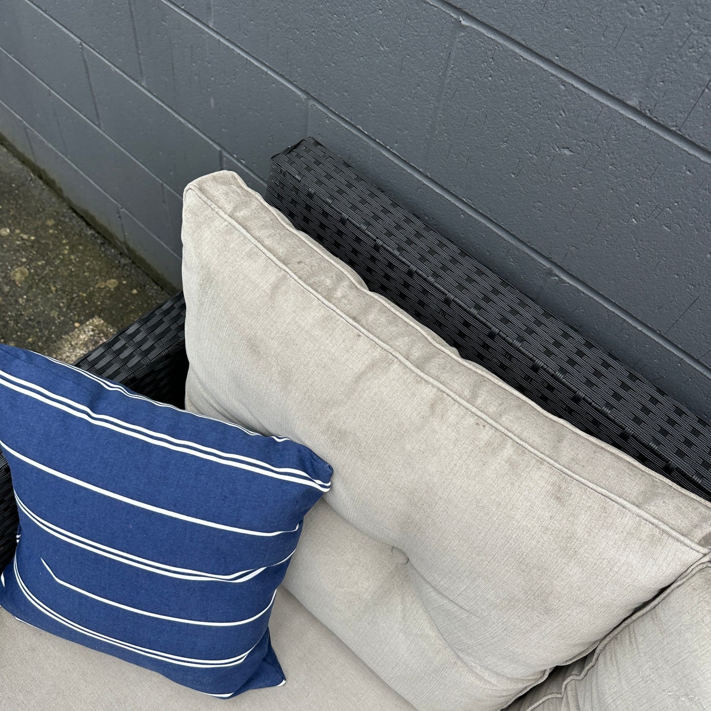 Patio Wicker Love Seat + Coffee Table