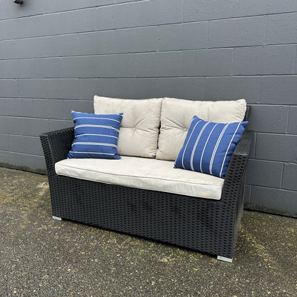 Patio Wicker Love Seat + Coffee Table