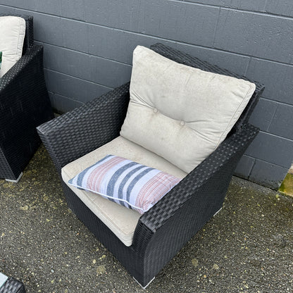 Wicker 2 Patio Chairs + Coffee Table