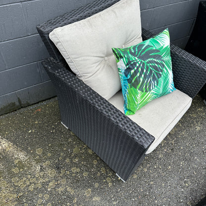 Wicker 2 Patio Chairs + Coffee Table