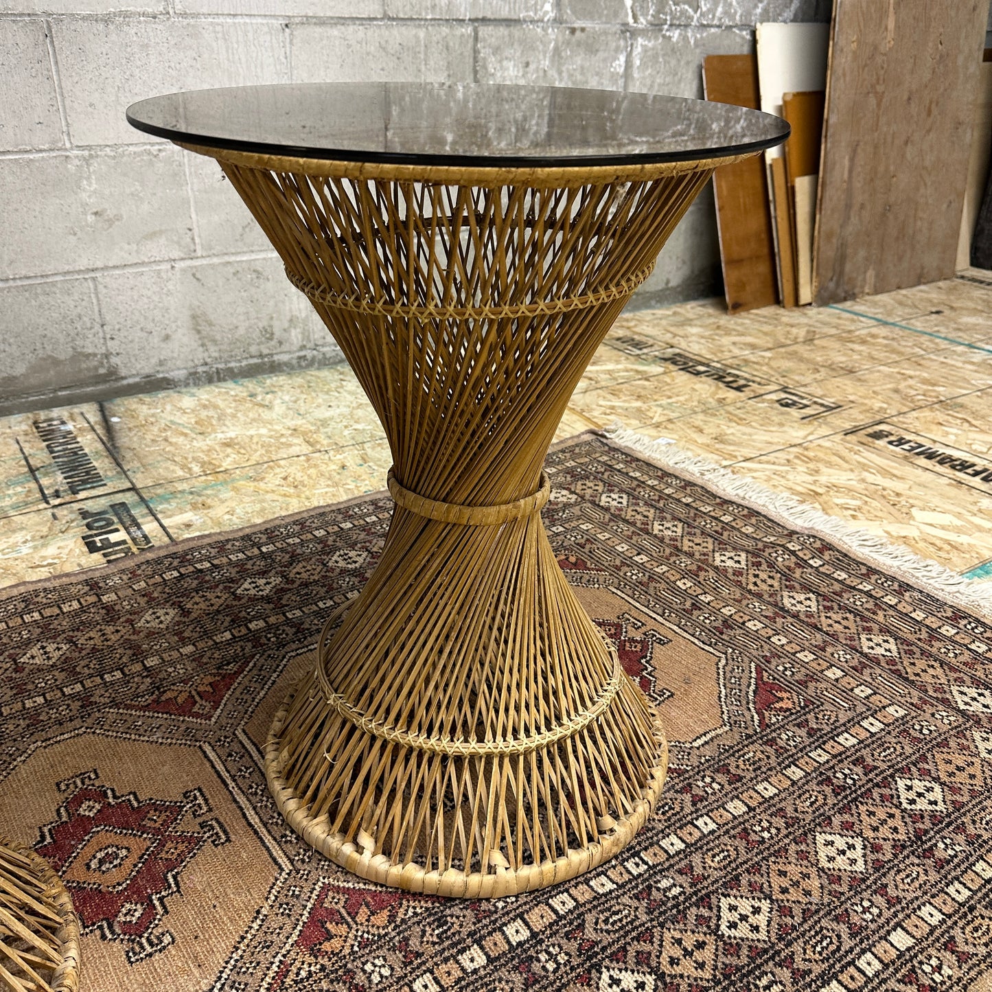 1980s Vintage Wicker Rattan Side Table (x2)
