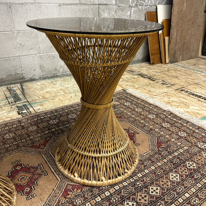 1980s Vintage Wicker Rattan Side Table (x2)