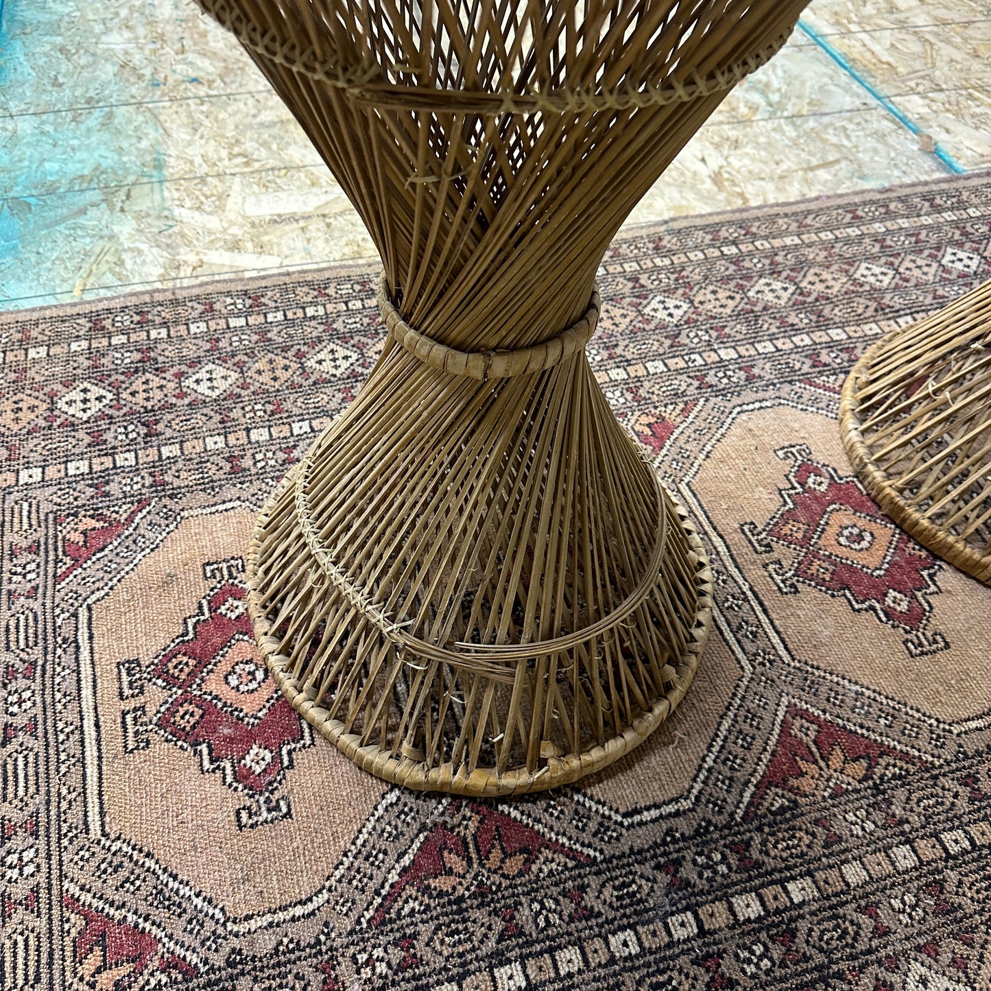 1980s Vintage Wicker Rattan Side Table (x2)
