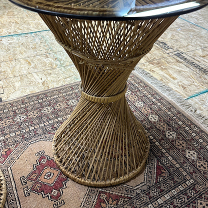 1980s Vintage Wicker Rattan Side Table (x2)