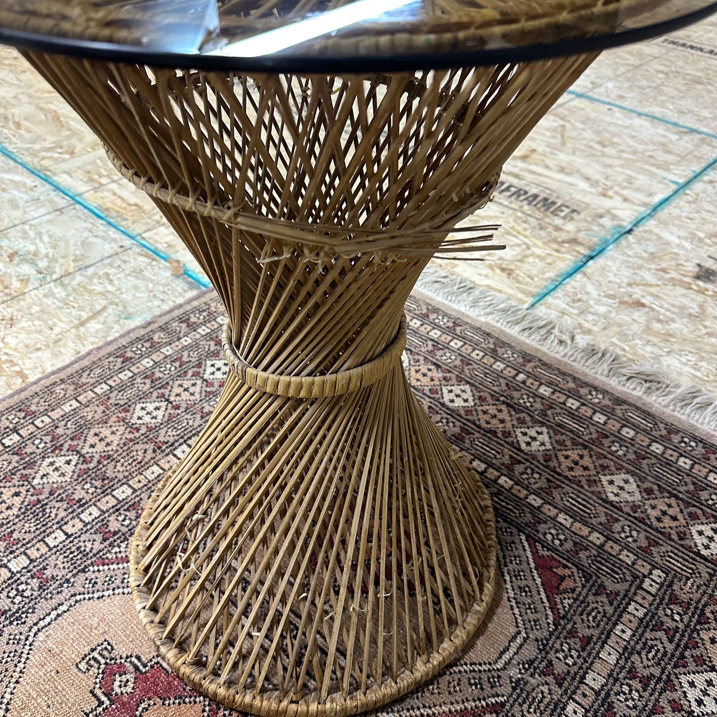 1980s Vintage Wicker Rattan Side Table (x2)