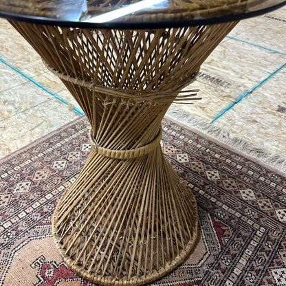 1980s Vintage Wicker Rattan Side Table (x2)