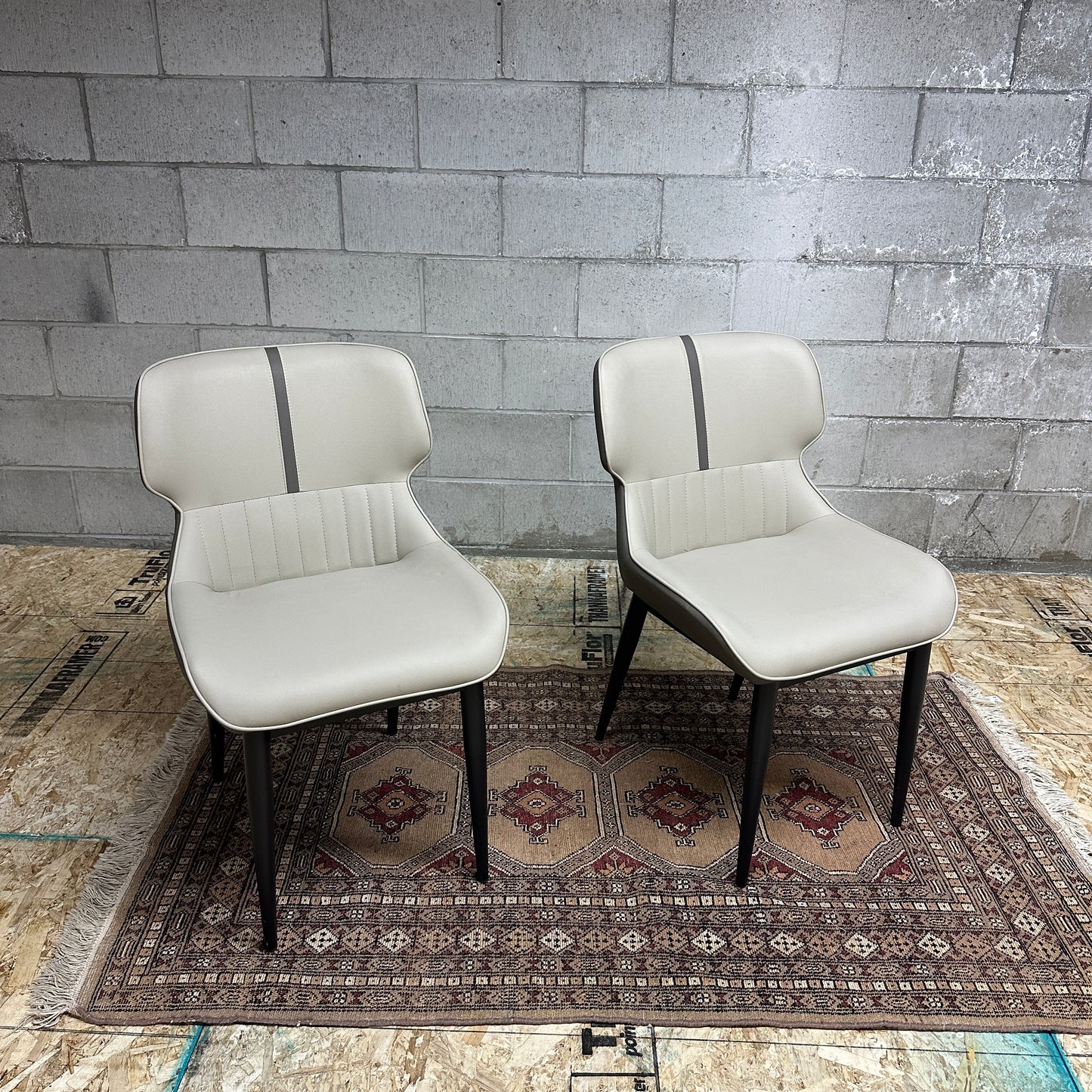 Modern Faux Leather Dining Chairs (x2)