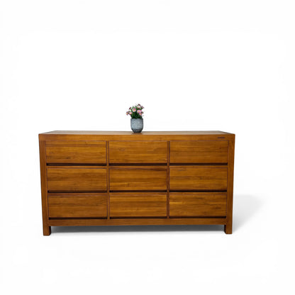 Klass 9 Drawers Solid Teak Dresser