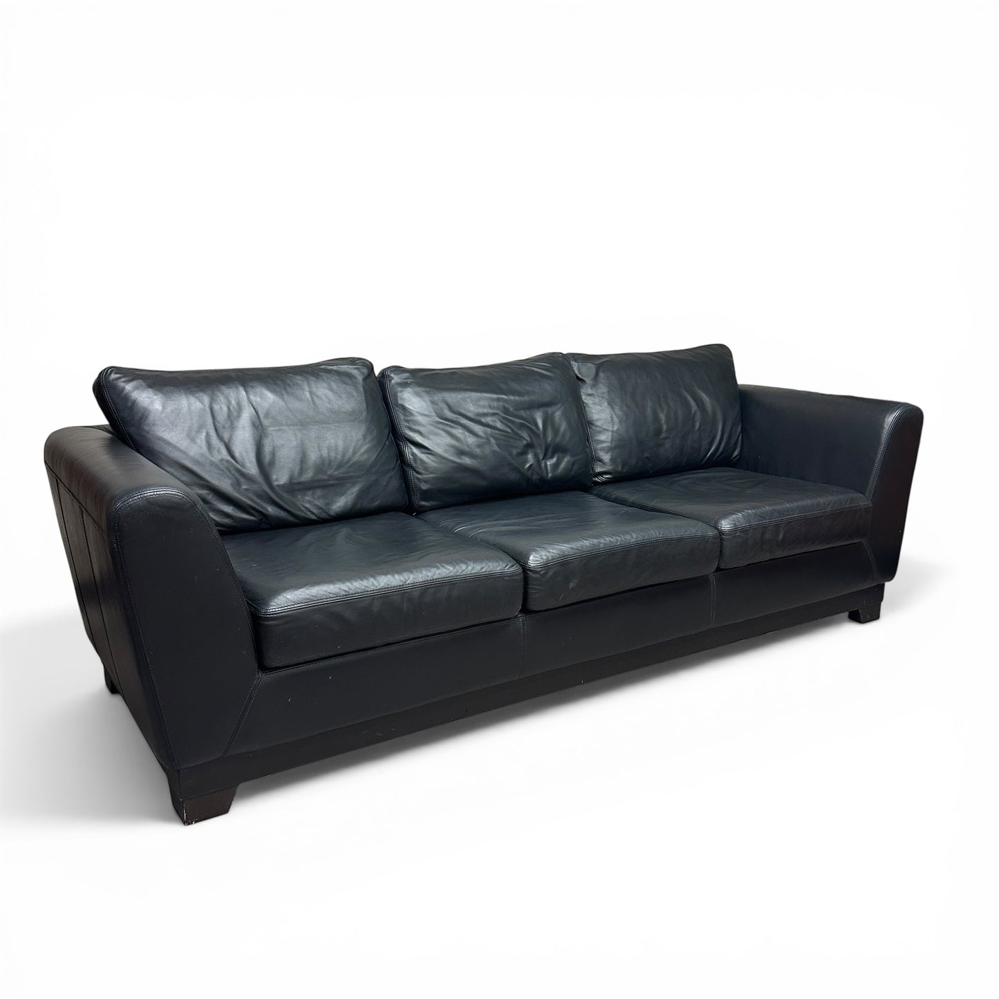 Black Leather 3 Seats Couch