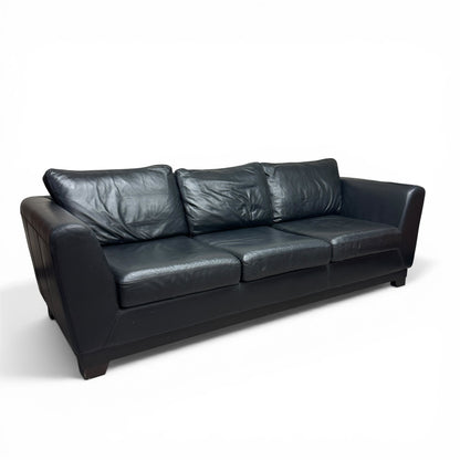 Black Leather 3 Seats Couch