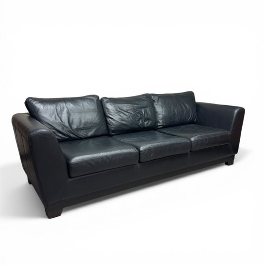 Black Leather 3 Seats Couch