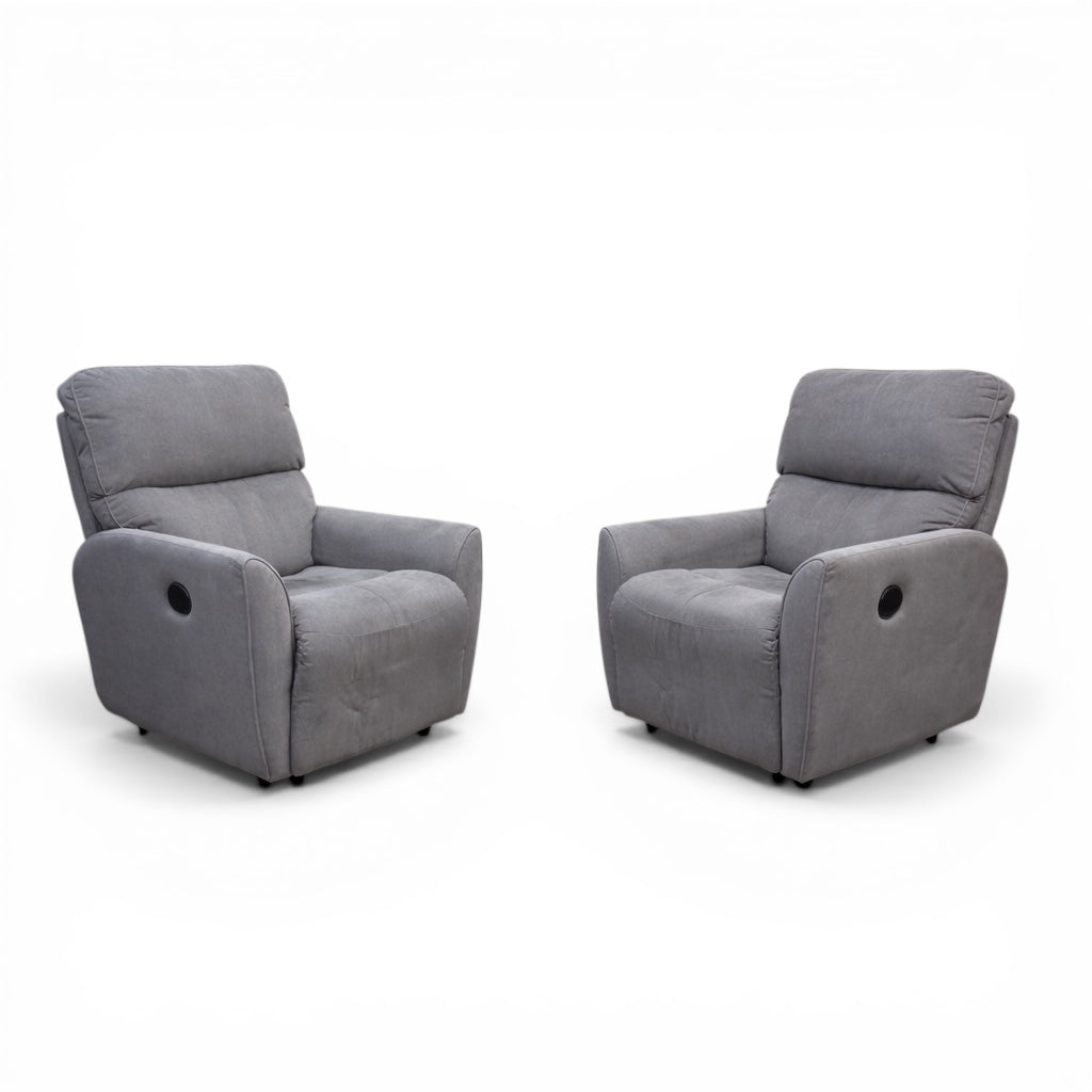 Push Back Grey Fabric Recliner (x2)