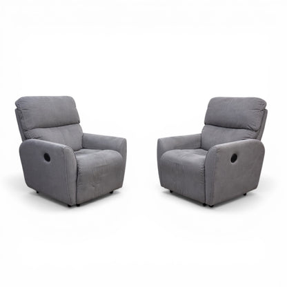 Push Back Grey Fabric Recliner (x2)