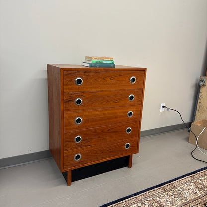 Mid-Century Modern Teak 5 Drawers Highboy Dresser