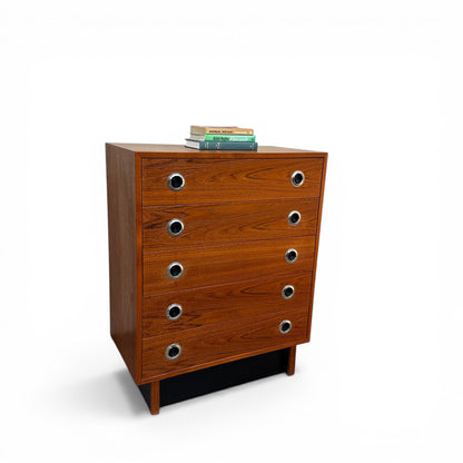 Mid-Century Modern Teak 5 Drawers Highboy Dresser