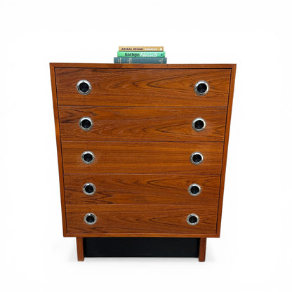 Mid-Century Modern Teak 5 Drawers Highboy Dresser