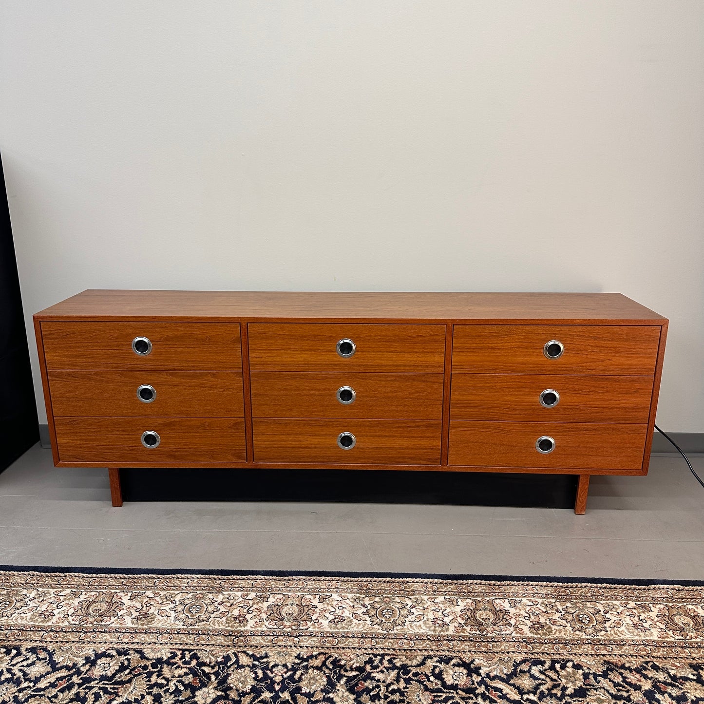 Mid-Century Modern Teak 9 Drawers Dresser