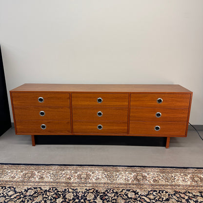 Mid-Century Modern Teak 9 Drawers Dresser