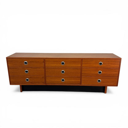 Mid-Century Modern Teak 9 Drawers Dresser
