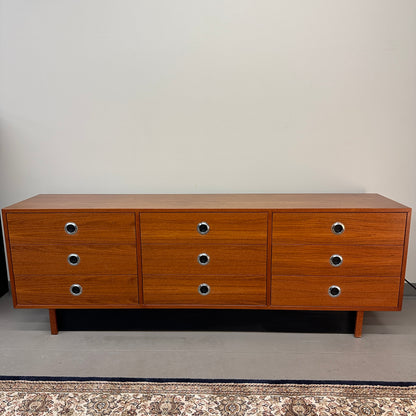 Mid-Century Modern Teak 9 Drawers Dresser