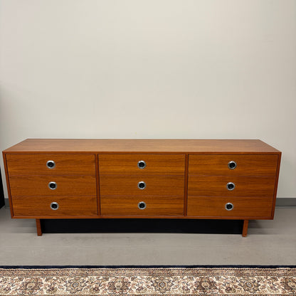 Mid-Century Modern Teak 9 Drawers Dresser