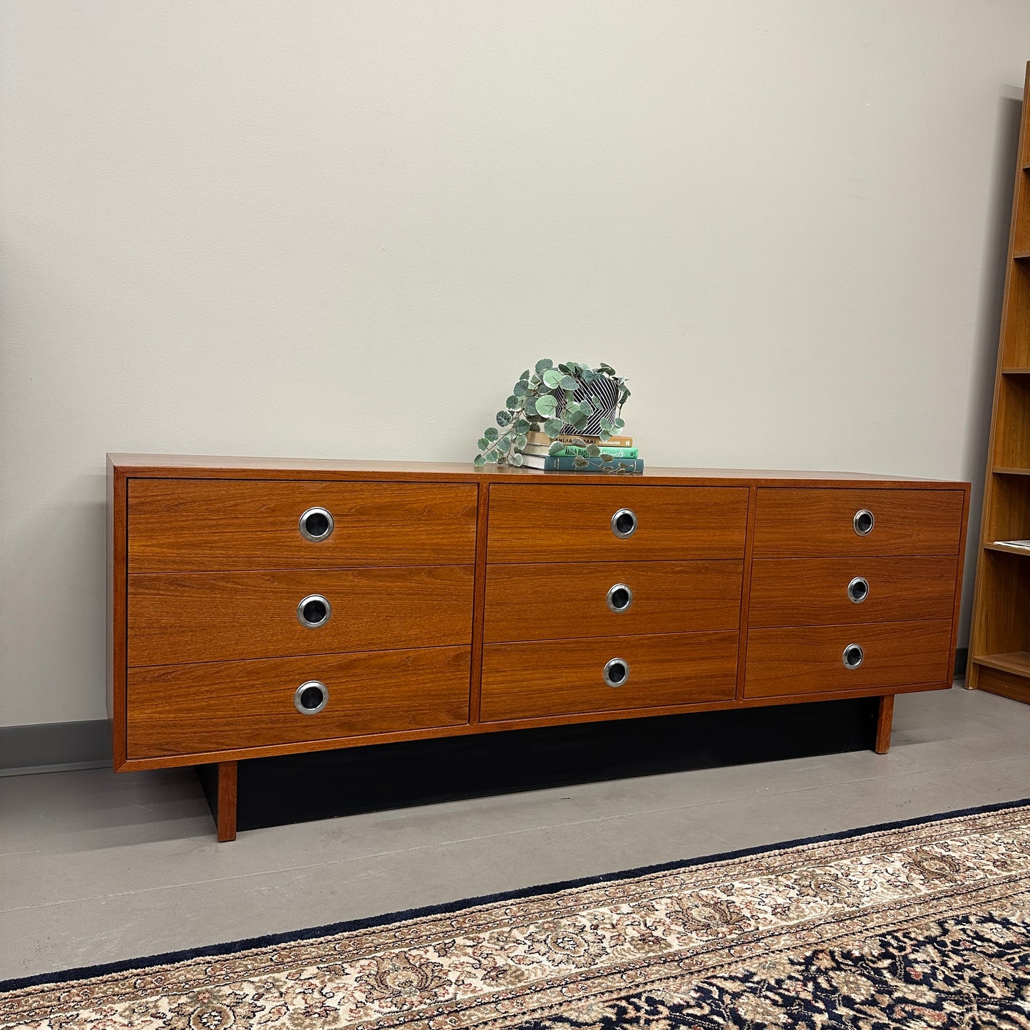 Mid-Century Modern Teak 9 Drawers Dresser