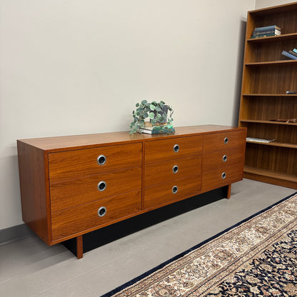 Mid-Century Modern Teak 9 Drawers Dresser
