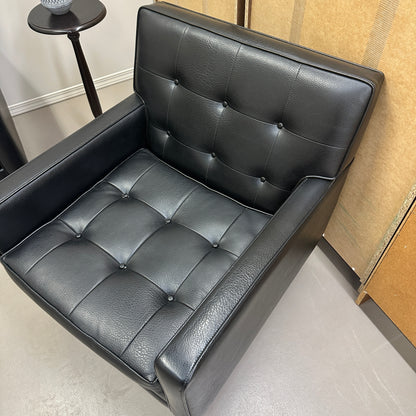 Vintage MCM Tufted Sofa Leather Look + Lounge Chair