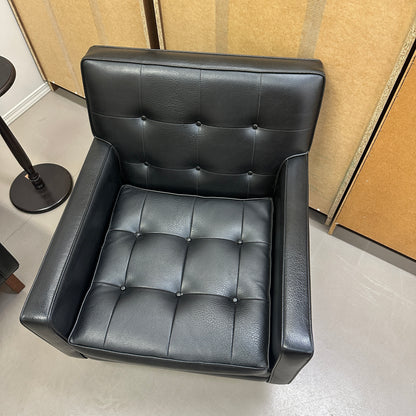 Vintage MCM Tufted Sofa Leather Look + Lounge Chair