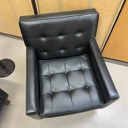 Vintage MCM Tufted Sofa Leather Look + Lounge Chair
