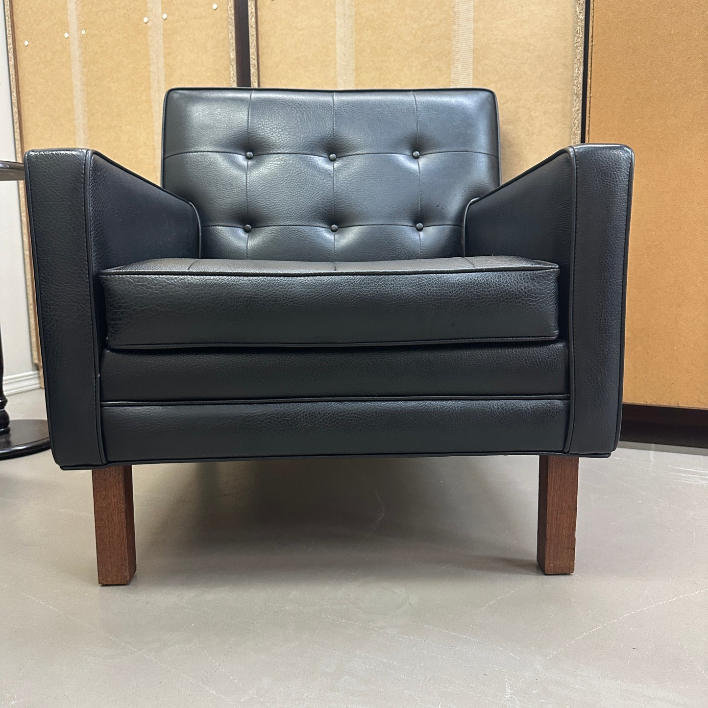 Vintage MCM Tufted Sofa Leather Look + Lounge Chair