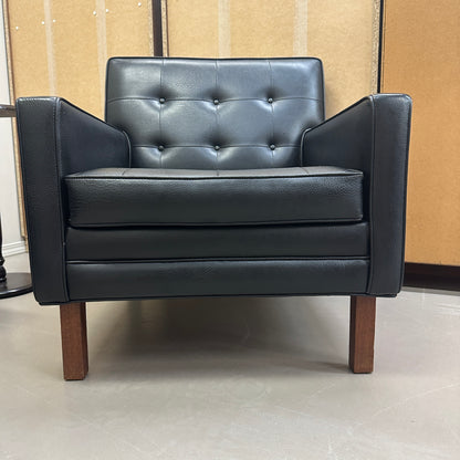 Vintage MCM Tufted Sofa Leather Look + Lounge Chair