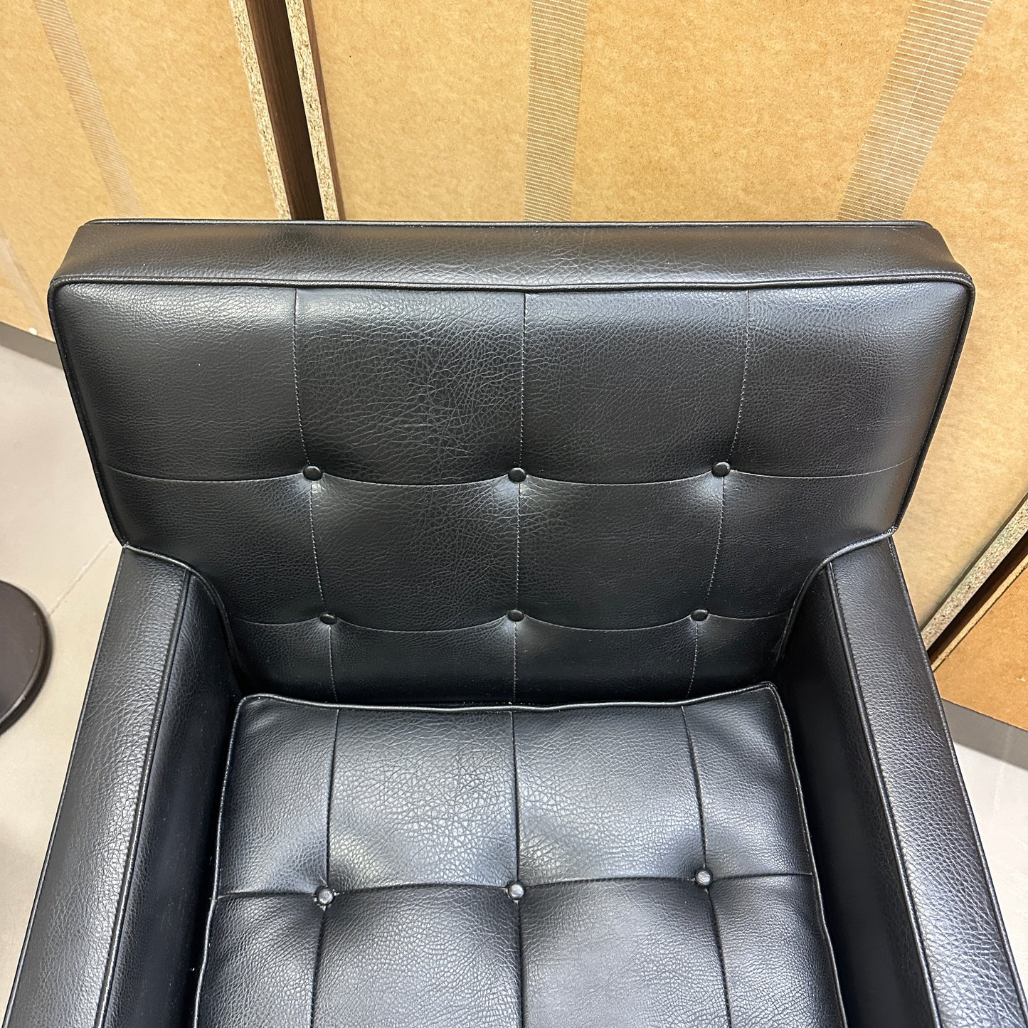 Vintage MCM Tufted Sofa Leather Look + Lounge Chair