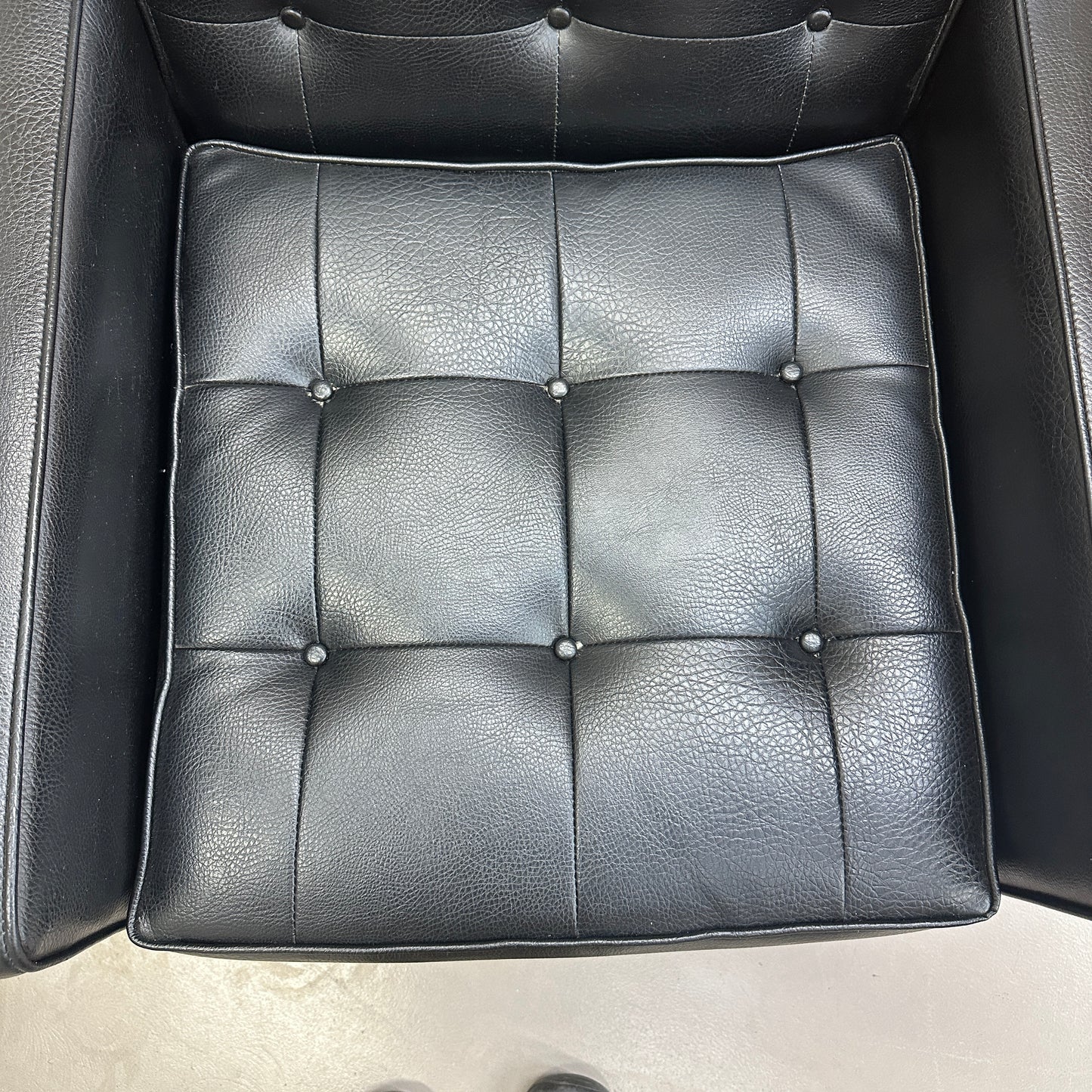Vintage MCM Tufted Sofa Leather Look + Lounge Chair