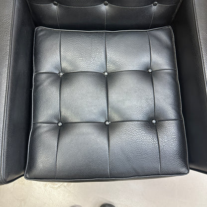 Vintage MCM Tufted Sofa Leather Look + Lounge Chair