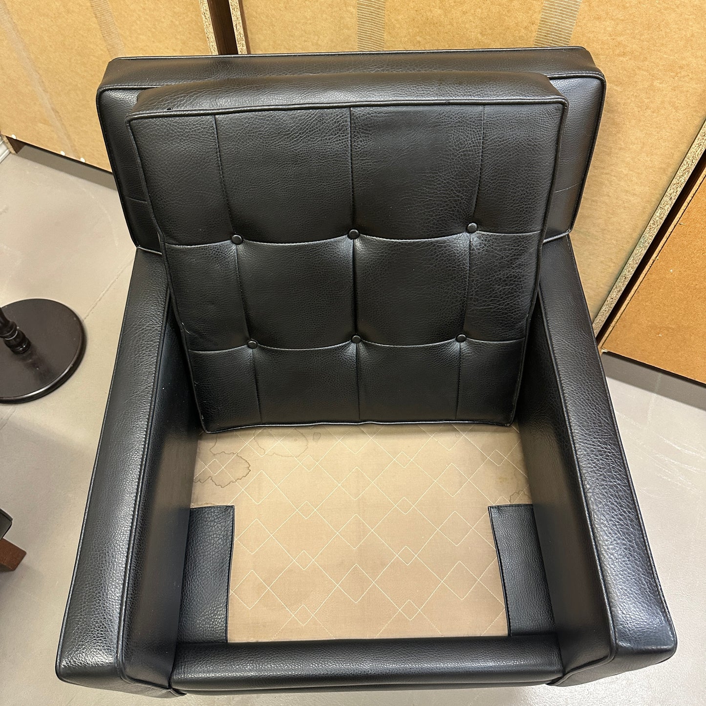 Vintage MCM Tufted Sofa Leather Look + Lounge Chair