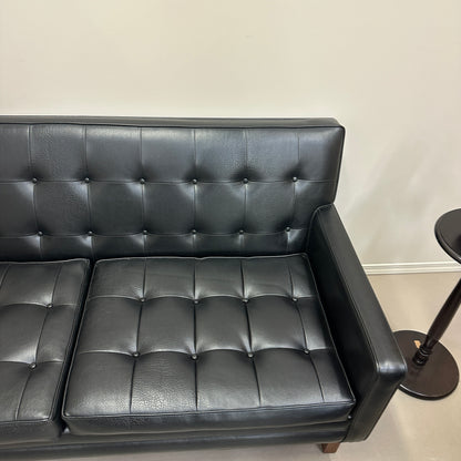 Vintage MCM Tufted Sofa Leather Look + Lounge Chair