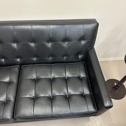 Vintage MCM Tufted Sofa Leather Look + Lounge Chair