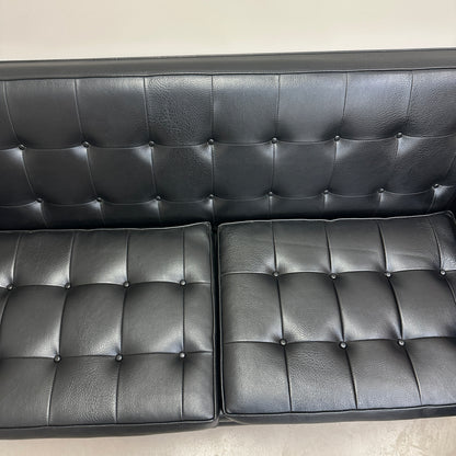 Vintage MCM Tufted Sofa Leather Look + Lounge Chair