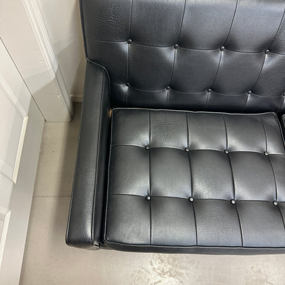 Vintage MCM Tufted Sofa Leather Look + Lounge Chair