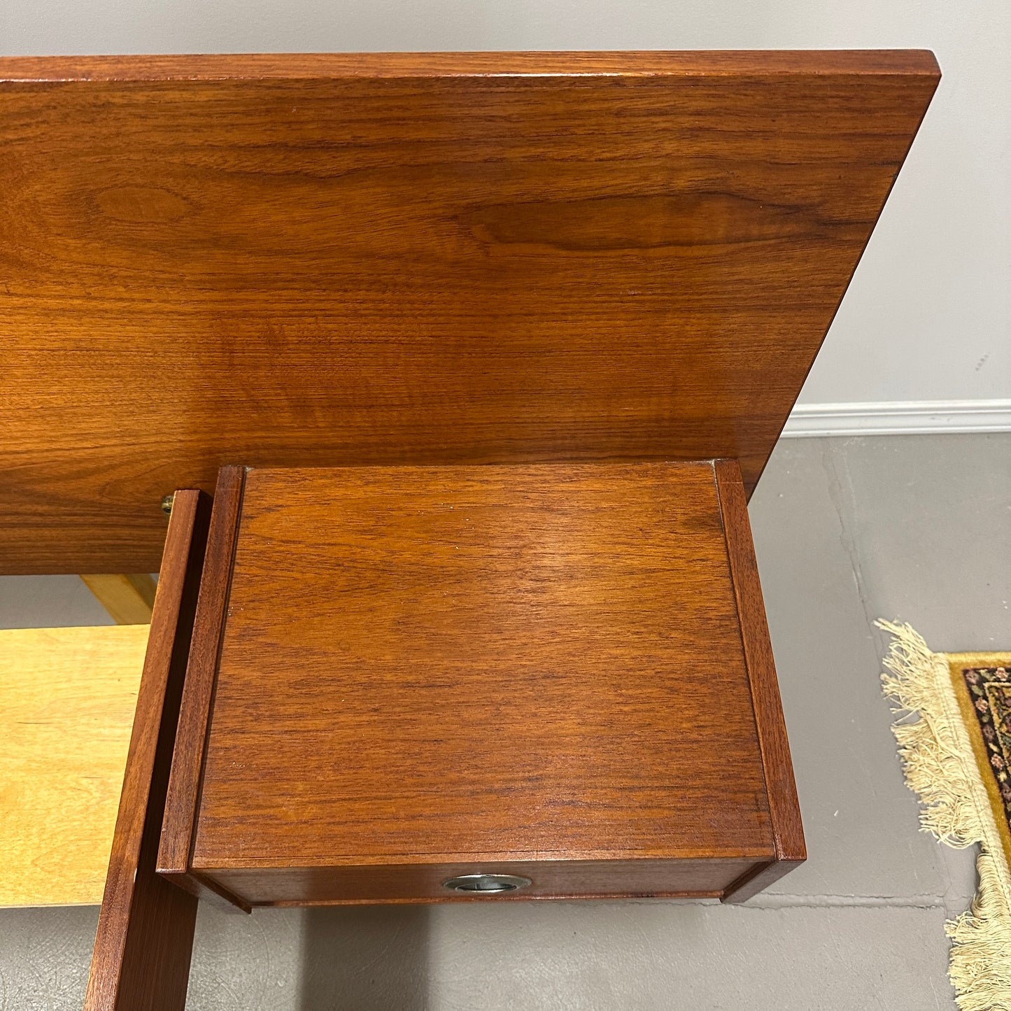 Mid-Century Modern Teak Bed w/ Floating Nightstands