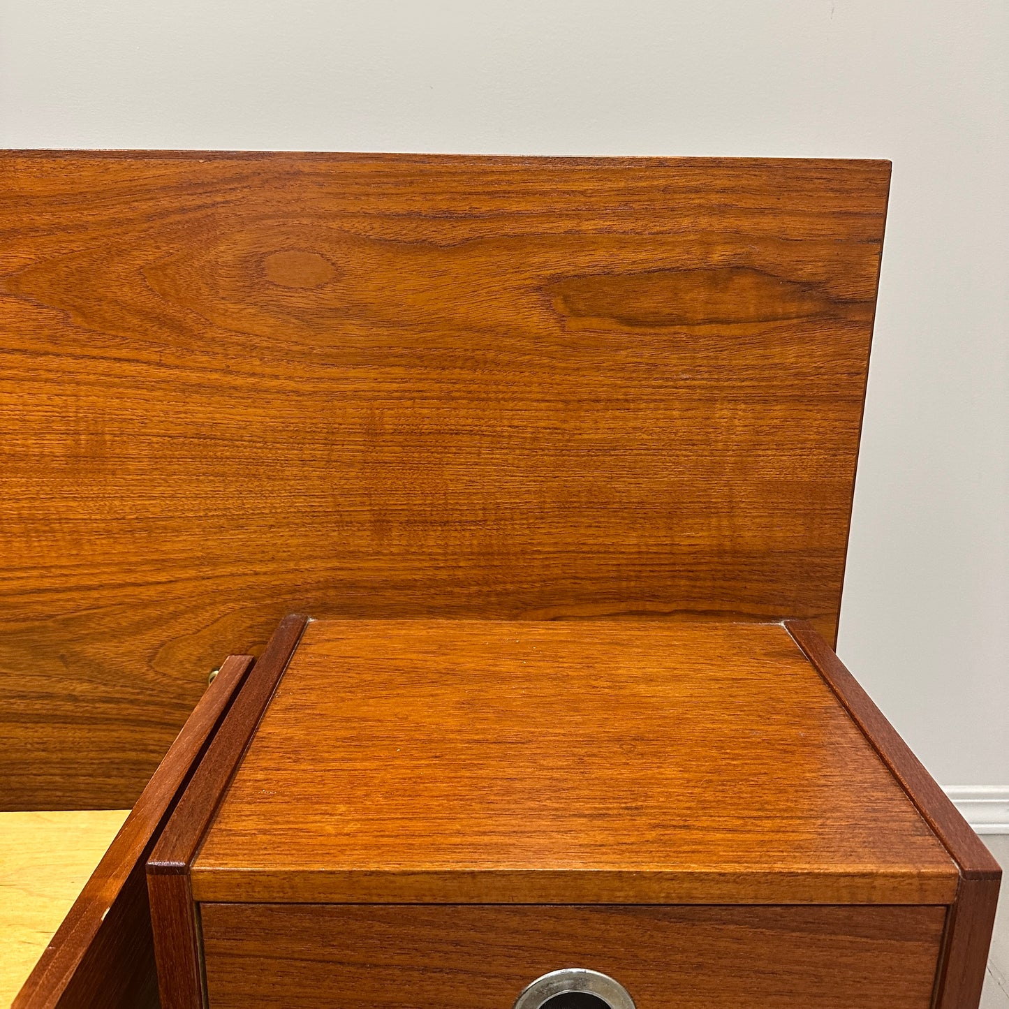 Mid-Century Modern Teak Bed w/ Floating Nightstands