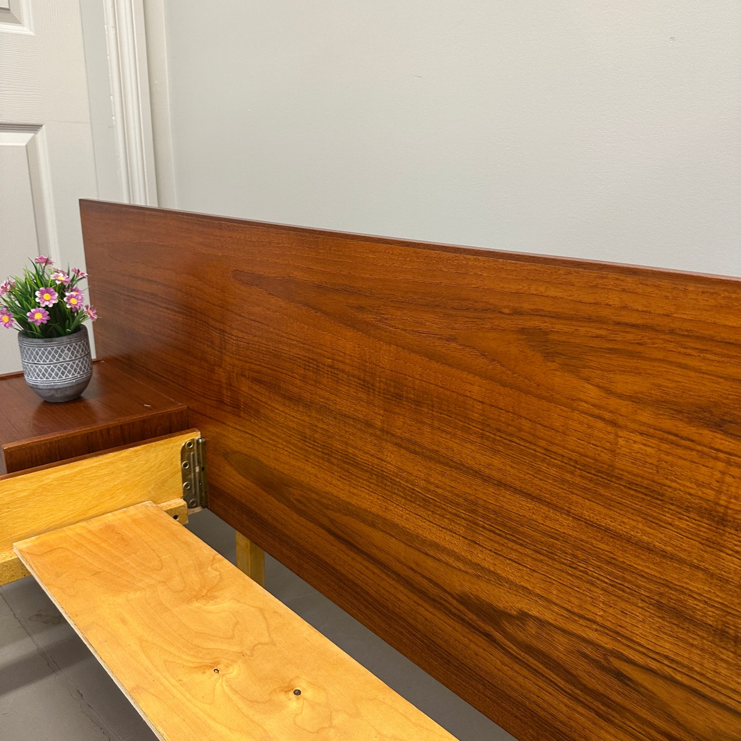 Mid-Century Modern Teak Bed w/ Floating Nightstands