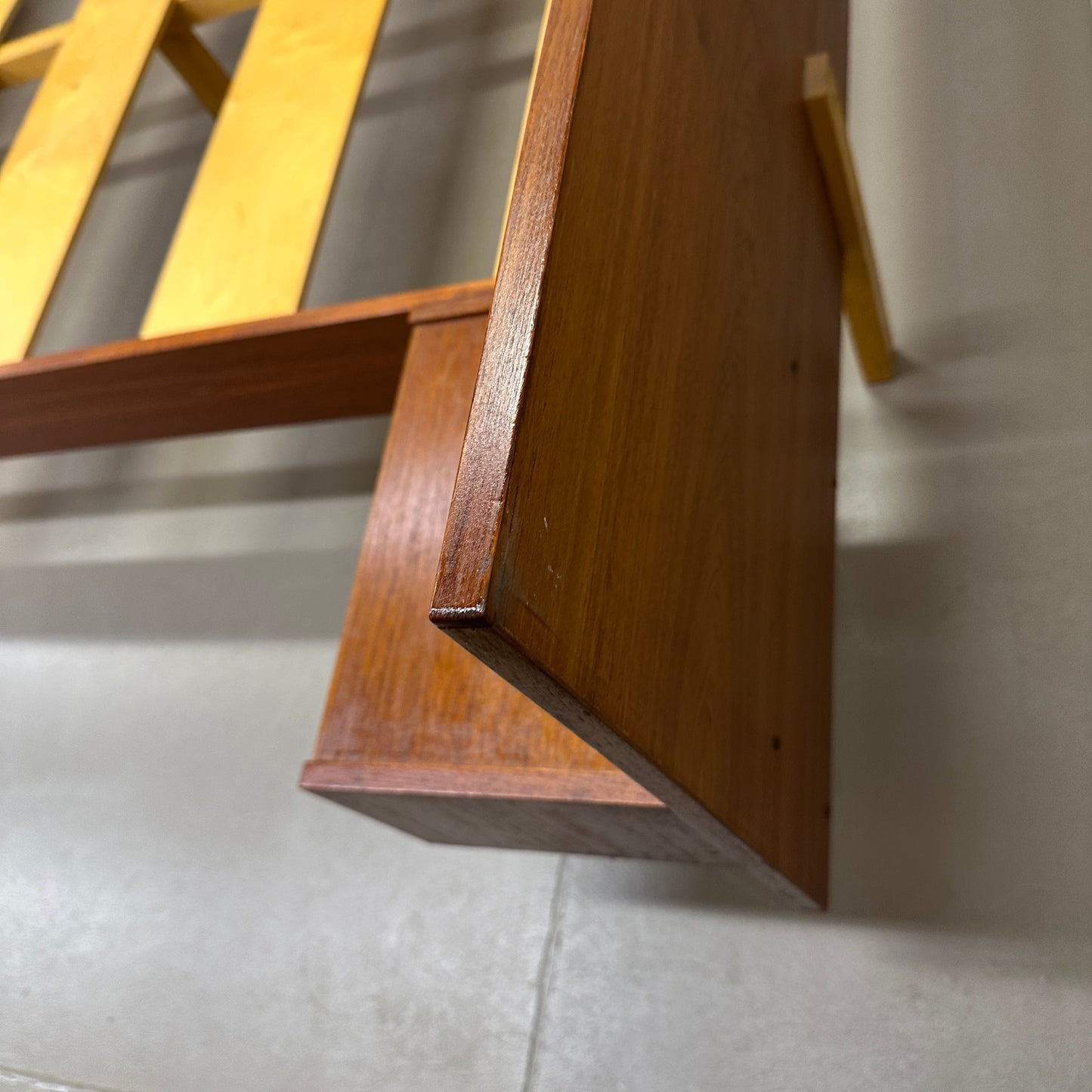 Mid-Century Modern Teak Bed w/ Floating Nightstands