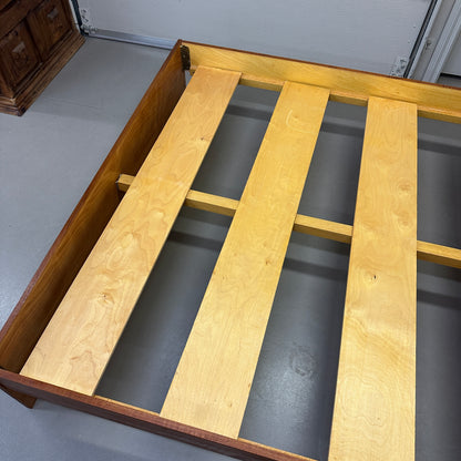 Mid-Century Modern Teak Bed w/ Floating Nightstands