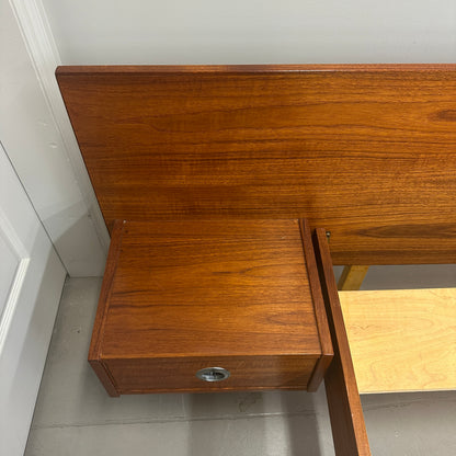 Mid-Century Modern Teak Bed w/ Floating Nightstands