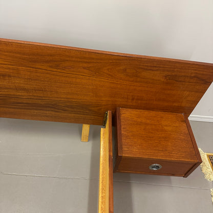 Mid-Century Modern Teak Bed w/ Floating Nightstands