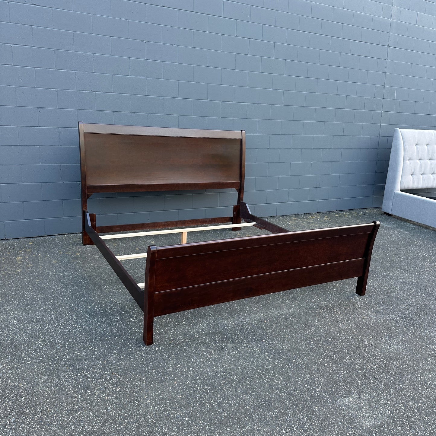 Solid Wood Dark Brown King Bed and Box Springs