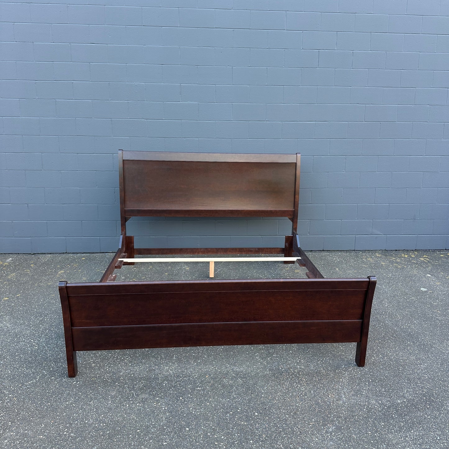 Solid Wood Dark Brown King Bed and Box Springs