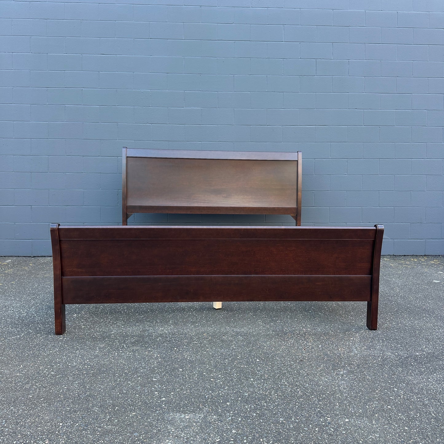 Solid Wood Dark Brown King Bed and Box Springs